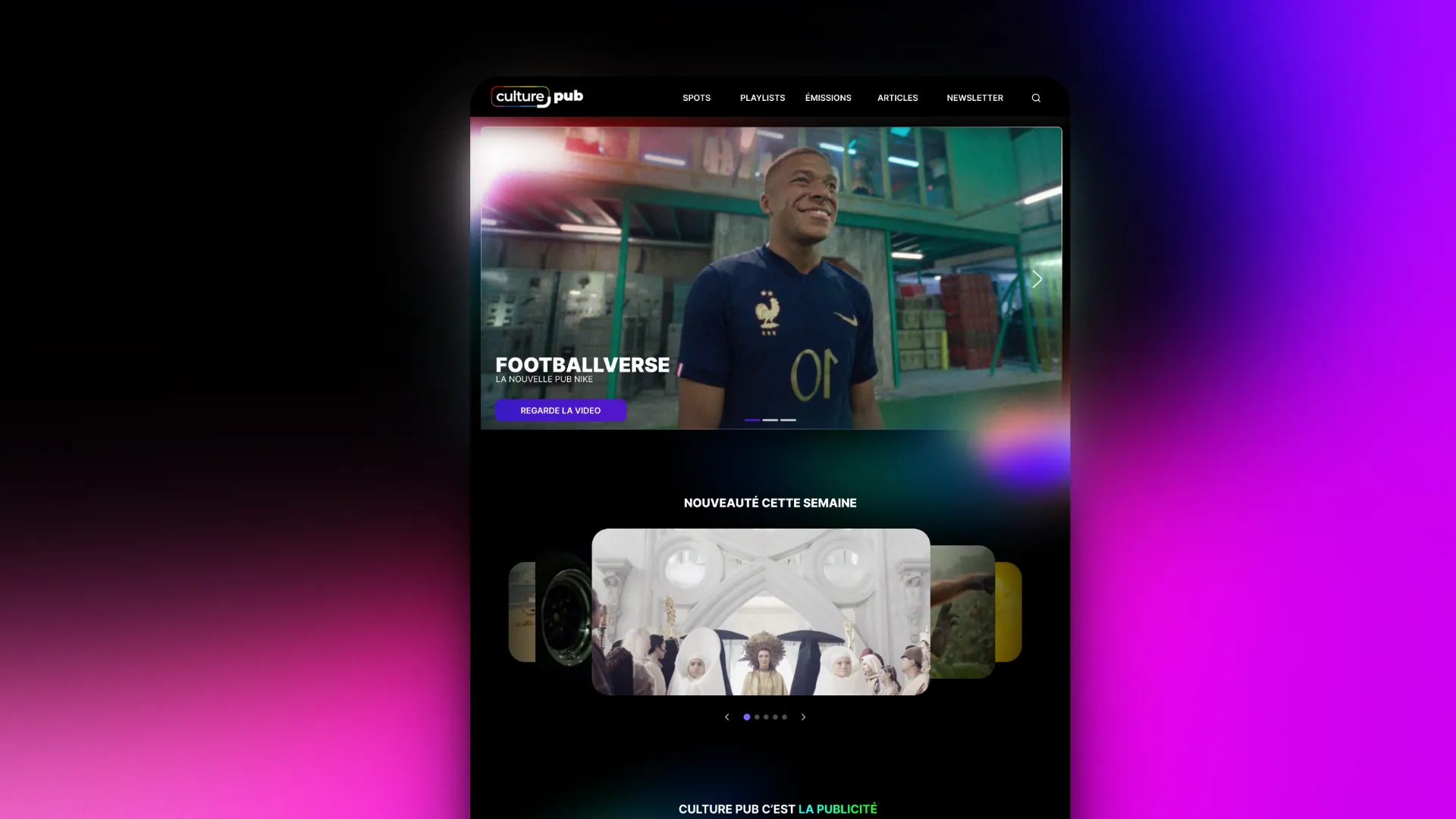 Page vidéo en perspective