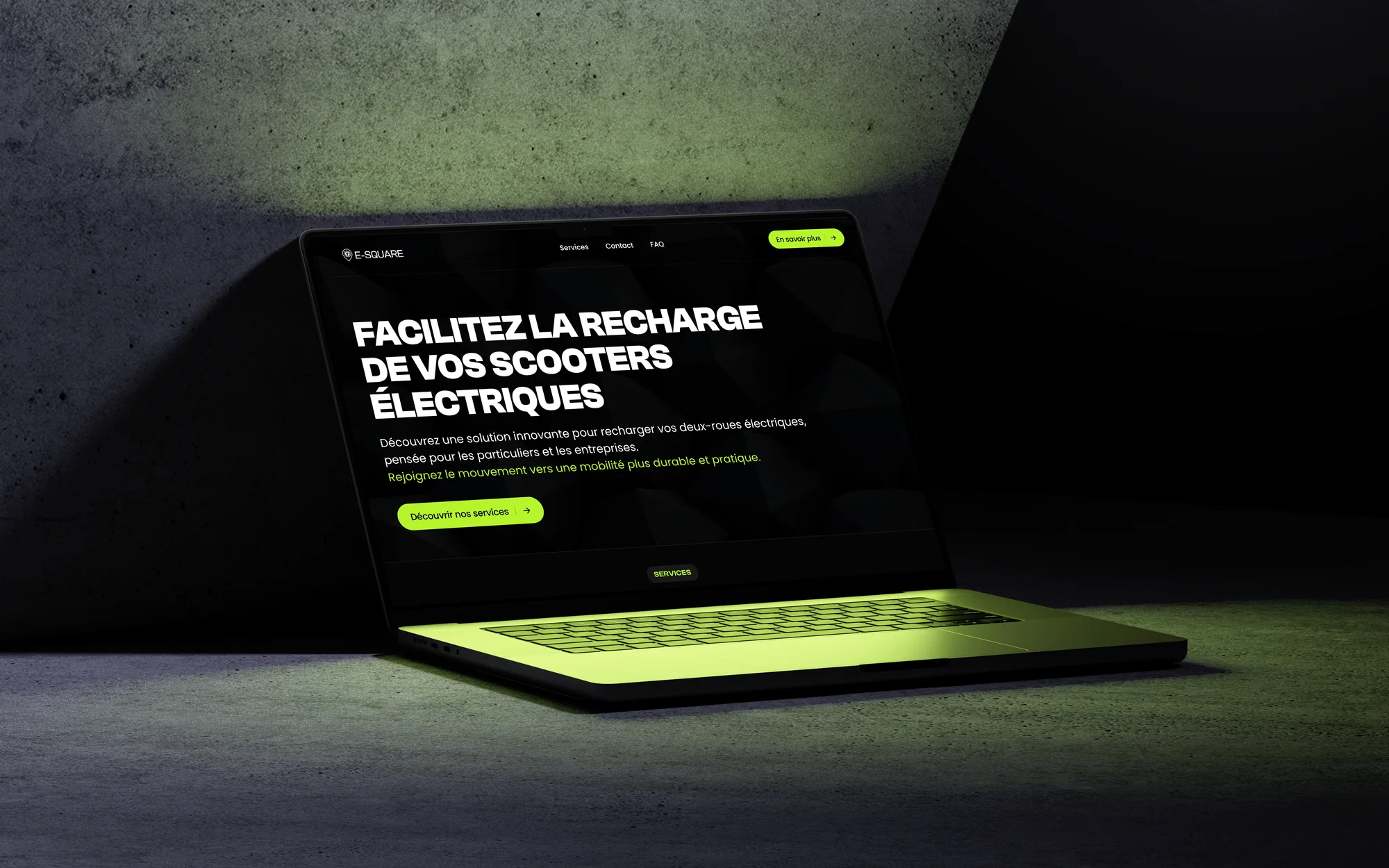 Le site affiché sur un ordinateur portable