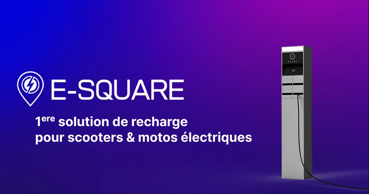 Visuel de marque E-square avec une borne de recharge